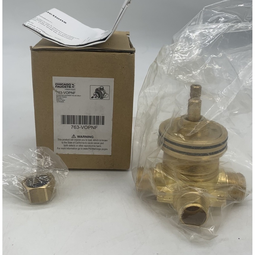 CHICAGO FAUCETS SHOWER VALVE # 763-VOPNF BRASS DIVERTER New In Box